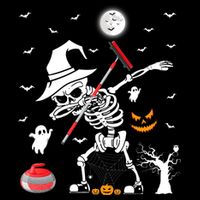 Curling Sports Funny Skeleton Dabbing Curling Halloween Impact Tech Backpack