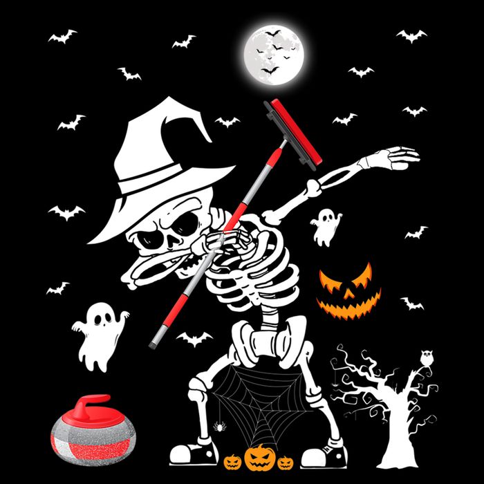 Curling Sports Funny Skeleton Dabbing Curling Halloween Impact Tech Backpack