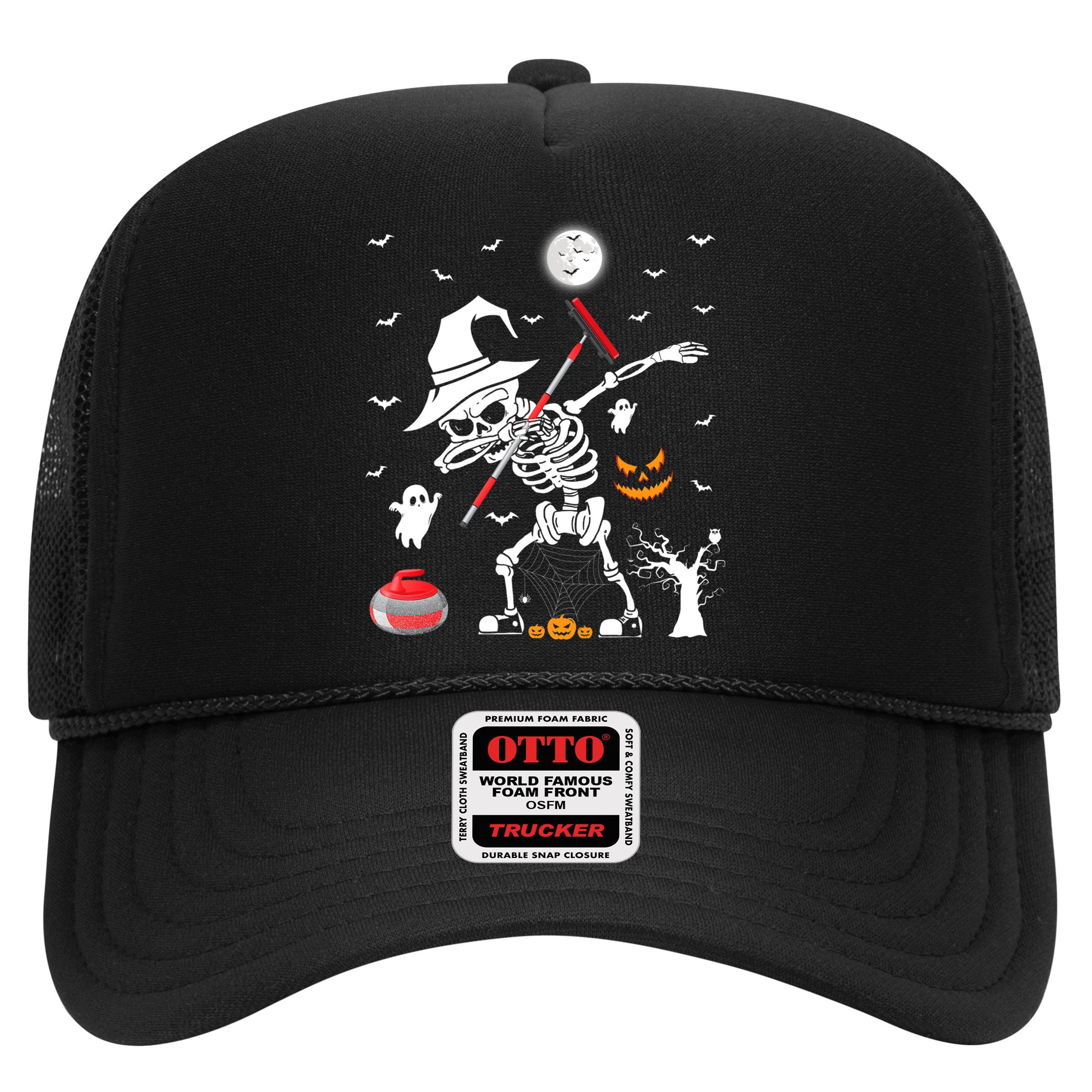 Curling Sports Funny Skeleton Dabbing Curling Halloween Hat