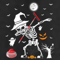 Curling Sports Funny Skeleton Dabbing Curling Halloween Hat