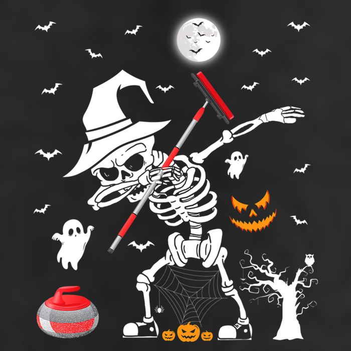 Curling Sports Funny Skeleton Dabbing Curling Halloween Hat