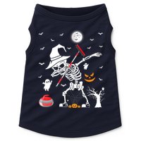 Curling Sports Funny Skeleton Dabbing Curling Halloween Doggie Tank