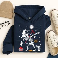 Curling Sports Funny Skeleton Dabbing Curling Halloween Hoodie