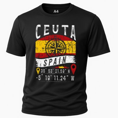 Ceuta Spain Flag Gps Coordinates Of Ceuta Performance Shirt