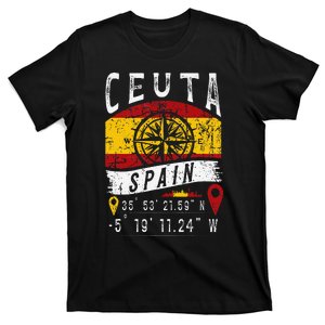 Ceuta Spain Flag Gps Coordinates Of Ceuta T-Shirt