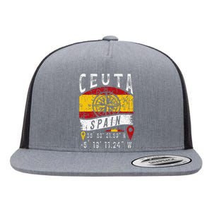 Ceuta Spain Flag Gps Coordinates Of Ceuta Flat Bill Trucker Hat