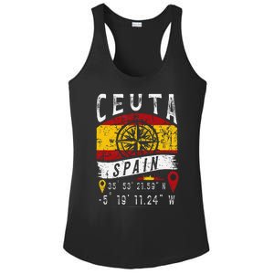 Ceuta Spain Flag Gps Coordinates Of Ceuta Ladies PosiCharge Competitor Racerback Tank