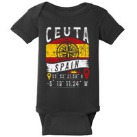 Ceuta Spain Flag Gps Coordinates Of Ceuta Baby Bodysuit