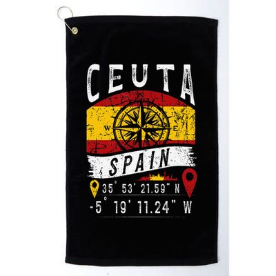 Ceuta Spain Flag Gps Coordinates Of Ceuta Golf Towel