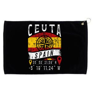 Ceuta Spain Flag Gps Coordinates Of Ceuta Grommeted Golf Towel