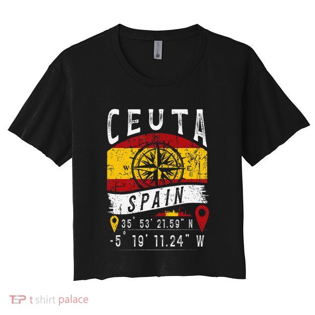 Ceuta Spain Flag Gps Coordinates Of Ceuta Crop Top