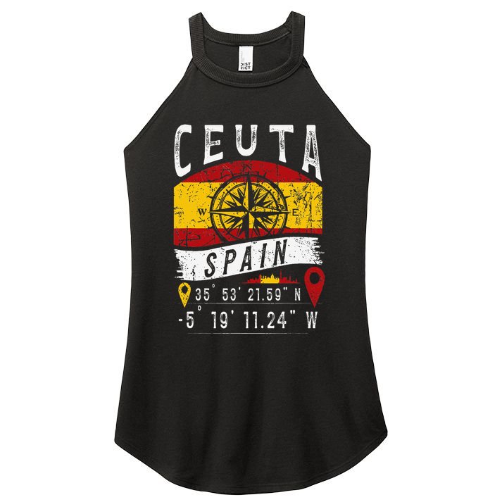 Ceuta Spain Flag Gps Coordinates Of Ceuta Women's Perfect Tri Rocker Tank