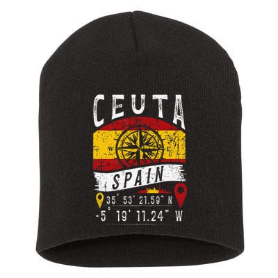 Ceuta Spain Flag Gps Coordinates Of Ceuta Short Acrylic Beanie