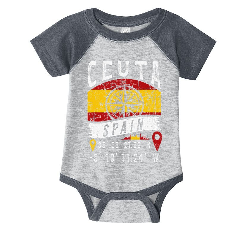 Ceuta Spain Flag Gps Coordinates Of Ceuta Infant Baby Jersey Bodysuit