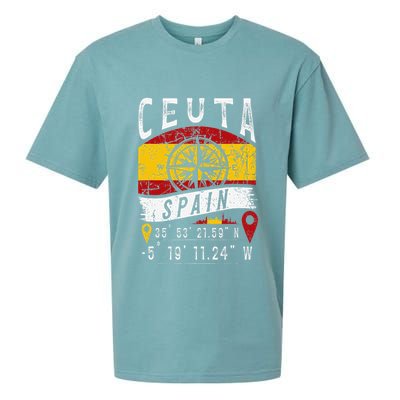 Ceuta Spain Flag Gps Coordinates Of Ceuta Sueded Cloud Jersey T-Shirt