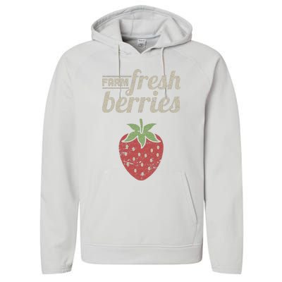 Cute Strawberry Farm Funny Strawberry Farming Performance Fleece Hoodie