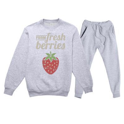 Cute Strawberry Farm Funny Strawberry Farming Premium Crewneck Sweatsuit Set