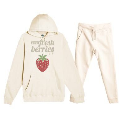 Cute Strawberry Farm Funny Strawberry Farming Premium Hooded Sweatsuit Set