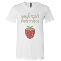 Cute Strawberry Farm Funny Strawberry Farming V-Neck T-Shirt