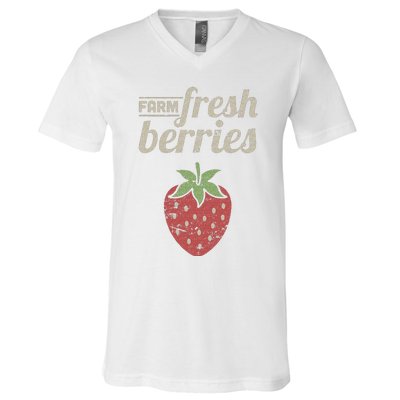 Cute Strawberry Farm Funny Strawberry Farming V-Neck T-Shirt