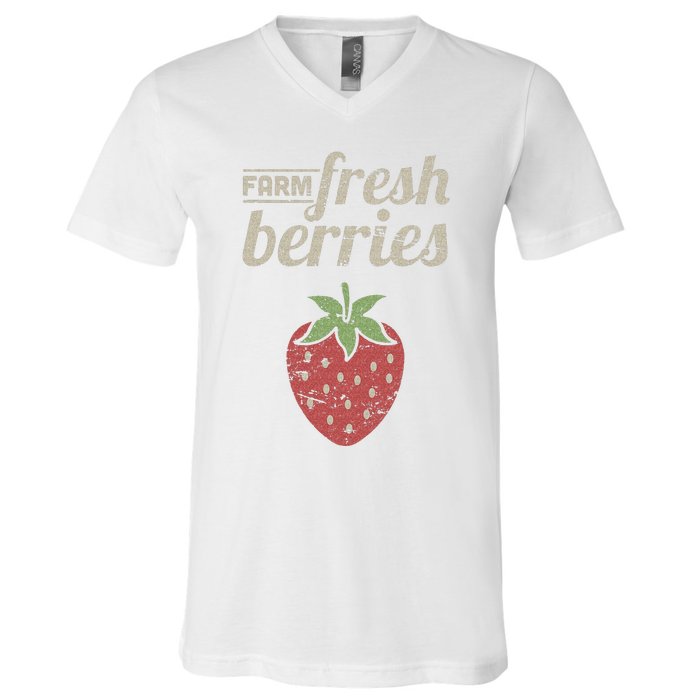 Cute Strawberry Farm Funny Strawberry Farming V-Neck T-Shirt