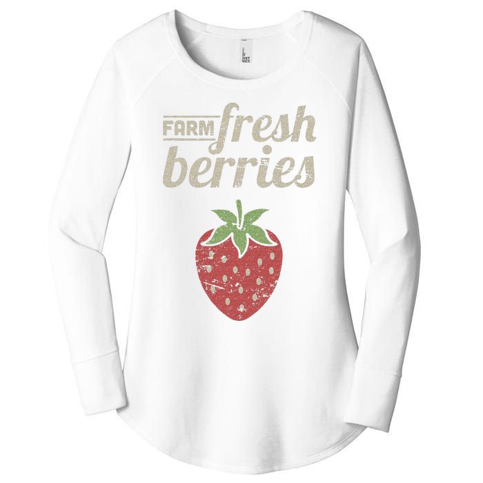 Cute Strawberry Farm Funny Strawberry Farming Women's Perfect Tri Tunic Long Sleeve Shirt