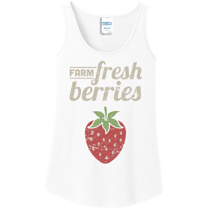 Cute Strawberry Farm Funny Strawberry Farming Ladies Essential Tank