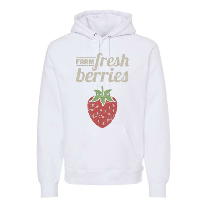 Cute Strawberry Farm Funny Strawberry Farming Premium Hoodie