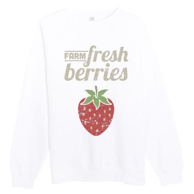 Cute Strawberry Farm Funny Strawberry Farming Premium Crewneck Sweatshirt