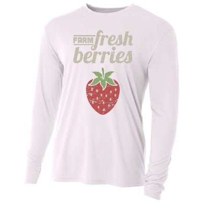 Cute Strawberry Farm Funny Strawberry Farming Cooling Performance Long Sleeve Crew