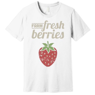 Cute Strawberry Farm Funny Strawberry Farming Premium T-Shirt