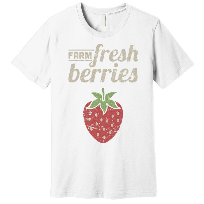 Cute Strawberry Farm Funny Strawberry Farming Premium T-Shirt