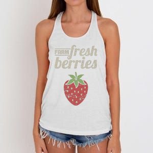 Cute Strawberry Farm Funny Strawberry Farming Women's Knotted Racerback Tank