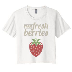 Cute Strawberry Farm Funny Strawberry Farming Women's Crop Top Tee