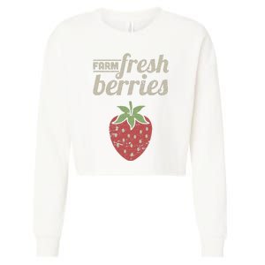 Cute Strawberry Farm Funny Strawberry Farming Cropped Pullover Crew