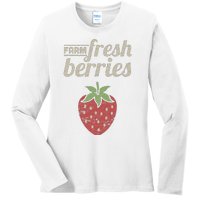 Cute Strawberry Farm Funny Strawberry Farming Ladies Long Sleeve Shirt