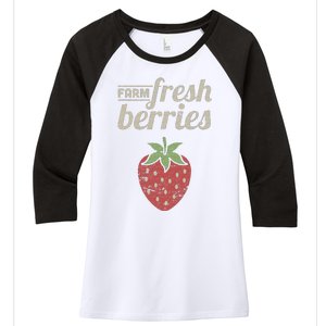 Cute Strawberry Farm Funny Strawberry Farming Women's Tri-Blend 3/4-Sleeve Raglan Shirt