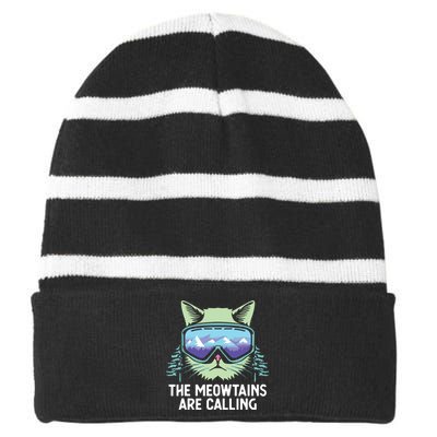 Cool Snowboard For Ski Lover Mountain Skier Striped Beanie with Solid Band