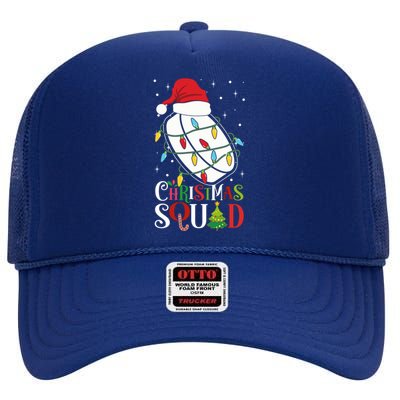 Christmas Squad Funny Xmas Tree Hockeypuck Santa Hat Gift High Crown Mesh Back Trucker Hat