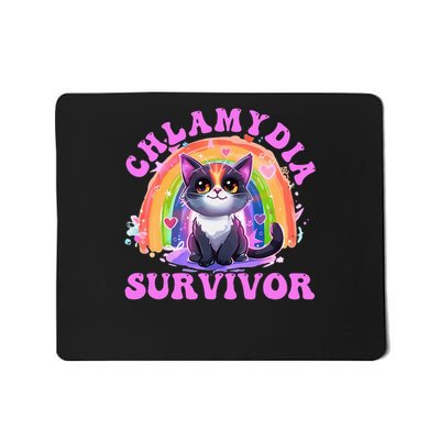 Chlamydia Survivor Funny Cat Sarcastic Y2k Inappropriate Mousepad