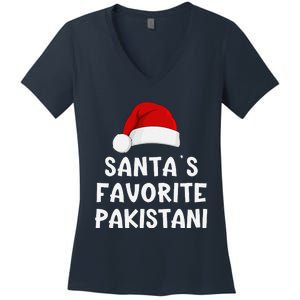 Christmas SantaS Favorite Pakistani Funny Pajama Pakistan Women's V-Neck T-Shirt