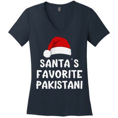 Christmas SantaS Favorite Pakistani Funny Pajama Pakistan Women's V-Neck T-Shirt