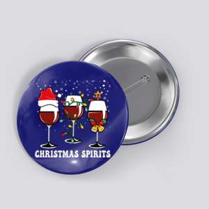 Christmas Spirits Funny Glasses Of Wine Santa Hat Reindeer Gift Button