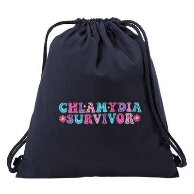 Chlamydia Survivor Funny Groovy Sarcastic Inappropriate Drawstring Bag