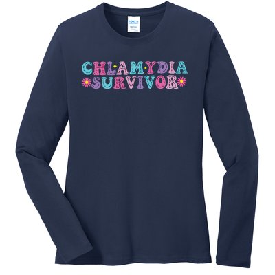 Chlamydia Survivor Funny Groovy Sarcastic Inappropriate Ladies Long Sleeve Shirt