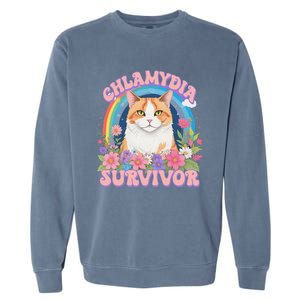 Chlamydia Survivor Funny Cat Meme Garment-Dyed Sweatshirt