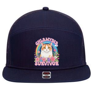 Chlamydia Survivor Funny Cat Meme 7 Panel Mesh Trucker Snapback Hat