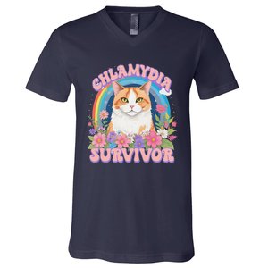 Chlamydia Survivor Funny Cat Meme V-Neck T-Shirt