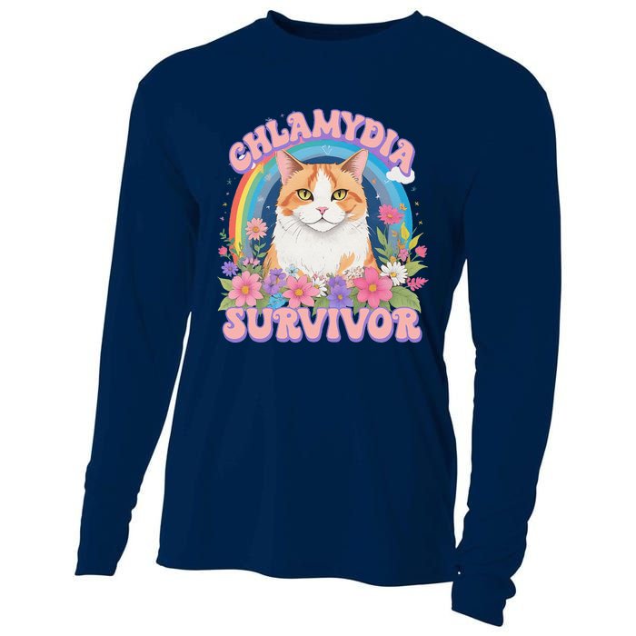 Chlamydia Survivor Funny Cat Meme Cooling Performance Long Sleeve Crew