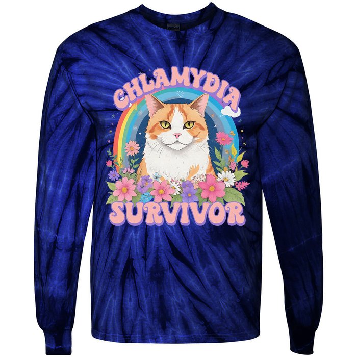 Chlamydia Survivor Funny Cat Meme Tie-Dye Long Sleeve Shirt